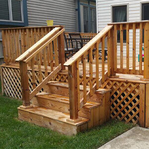 Photo of wooden deck stairs