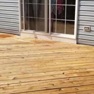 Photo of a cleaned deck from soft washing
