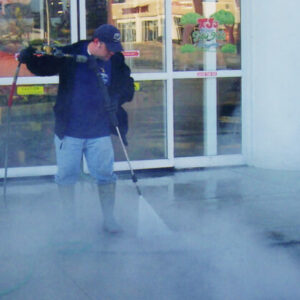 Photo of Powerhouse Pete soft washing concrete